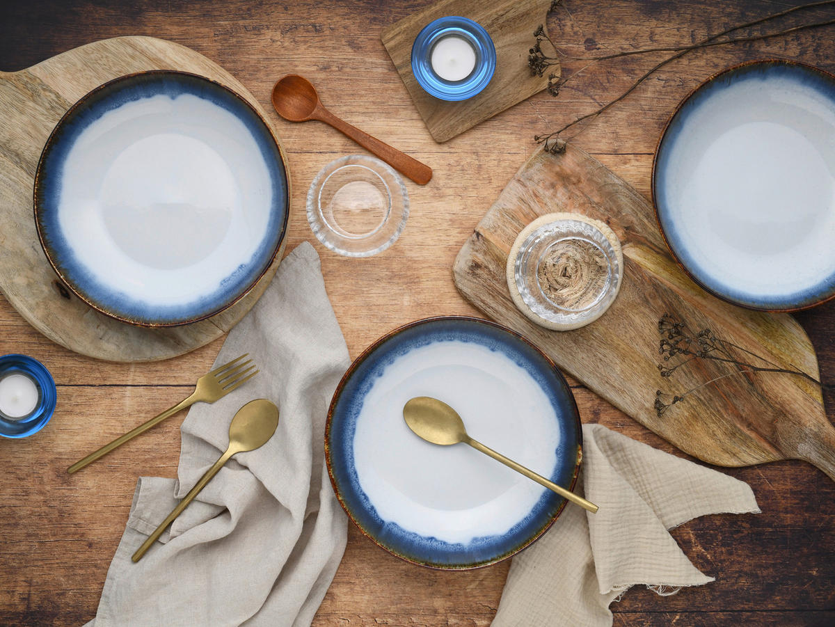 CreaTable Schüssel-Set Cascade blau Steinzeug Cascade - blau - CreaTable