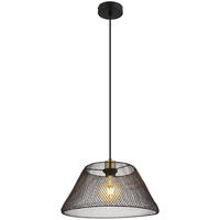 GLOBO Pendelleuchte schwarz gold Metall H/D: ca. 120x36 cm E27 1 Brennstellen BAKU - gold/schwarz (36,00/120,00cm) - GLOBO