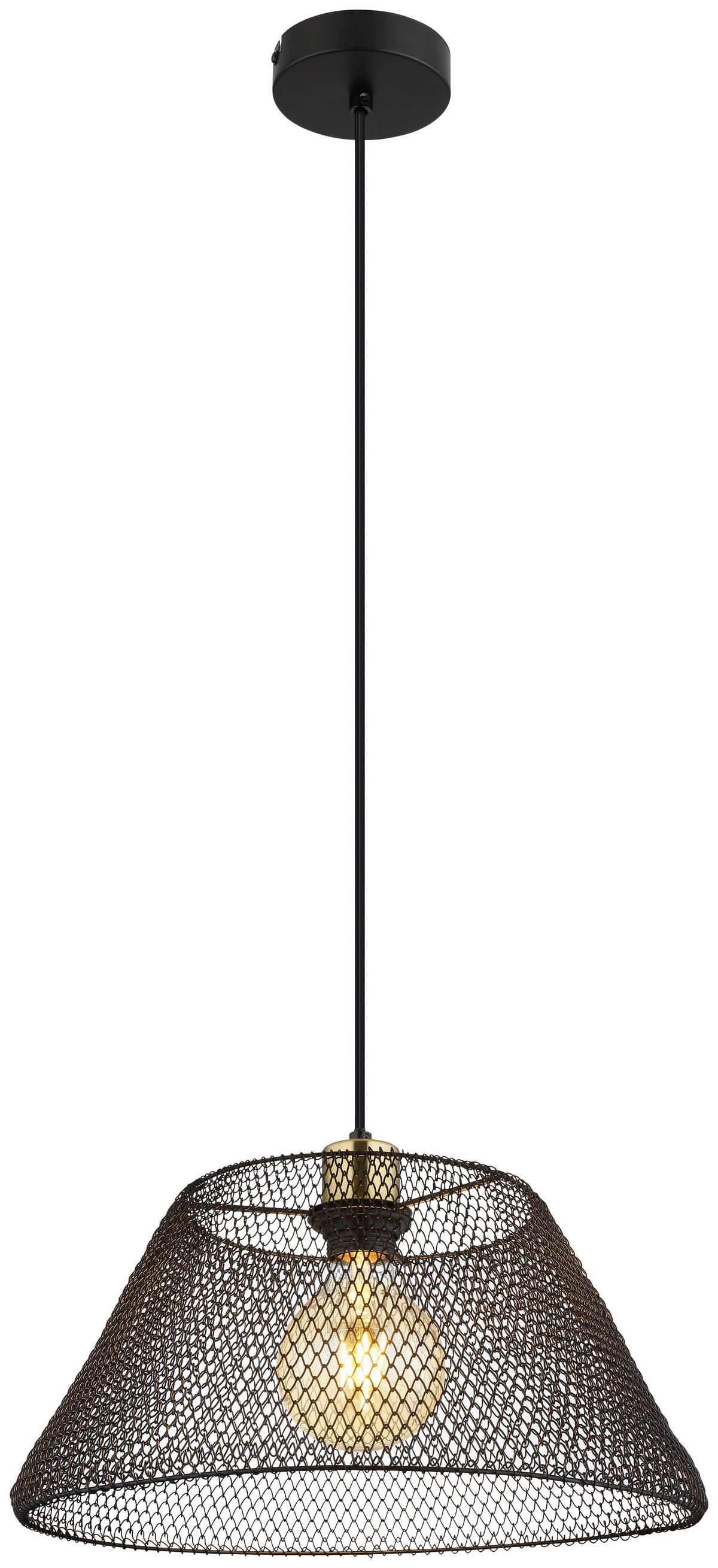 GLOBO Pendelleuchte schwarz gold Metall H/D: ca. 120x36 cm E27 1 Brennstellen BAKU - gold/schwarz (36,00/120,00cm) - GLOBO