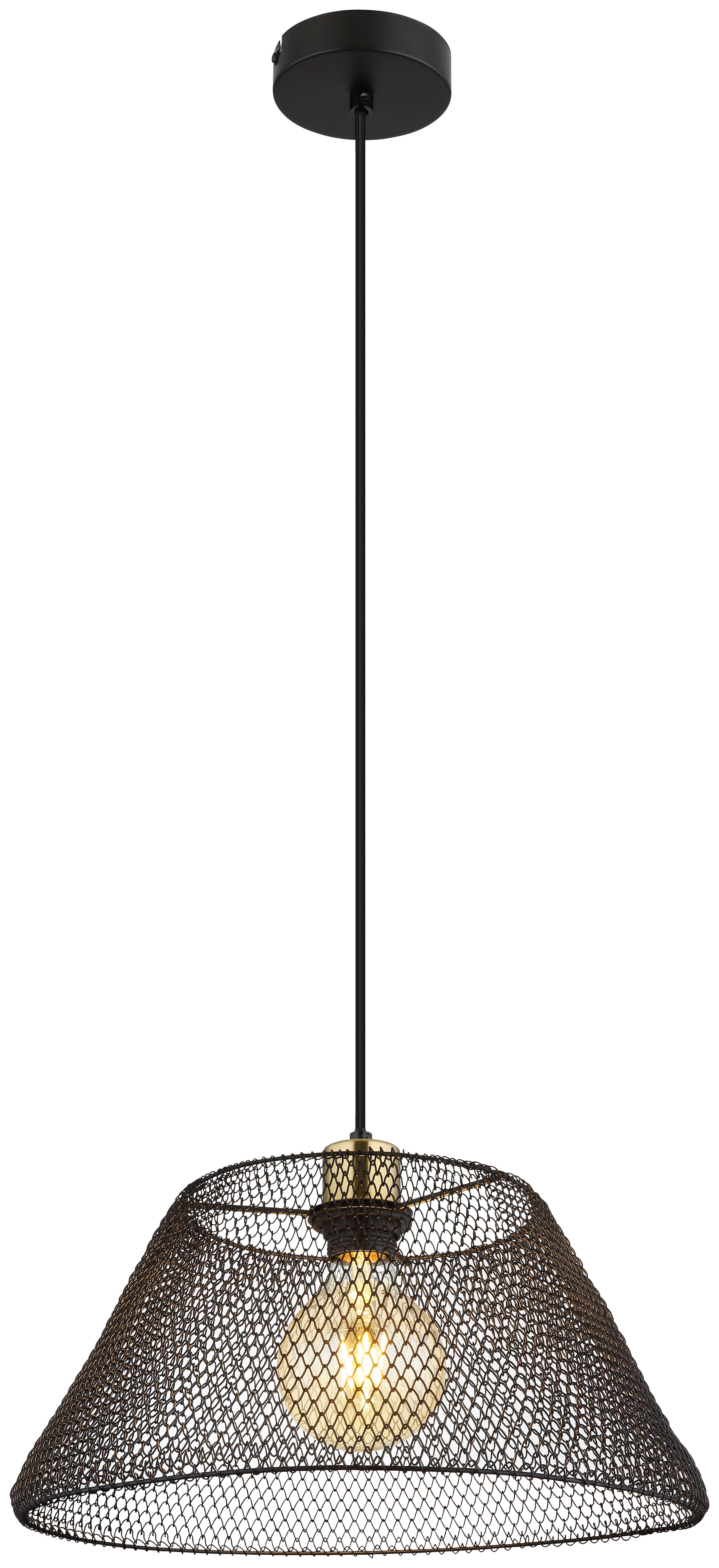 GLOBO Pendelleuchte schwarz gold Metall H/D: ca. 120x36 cm E27 1 Brennstell günstig online kaufen