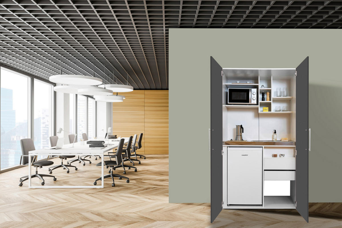 Respekta Schrankküche Economy grau matt B/H/T: ca. 104x193x67 cm Economy - weiß/grau (104,00/193,00/67,00cm) - Respekta