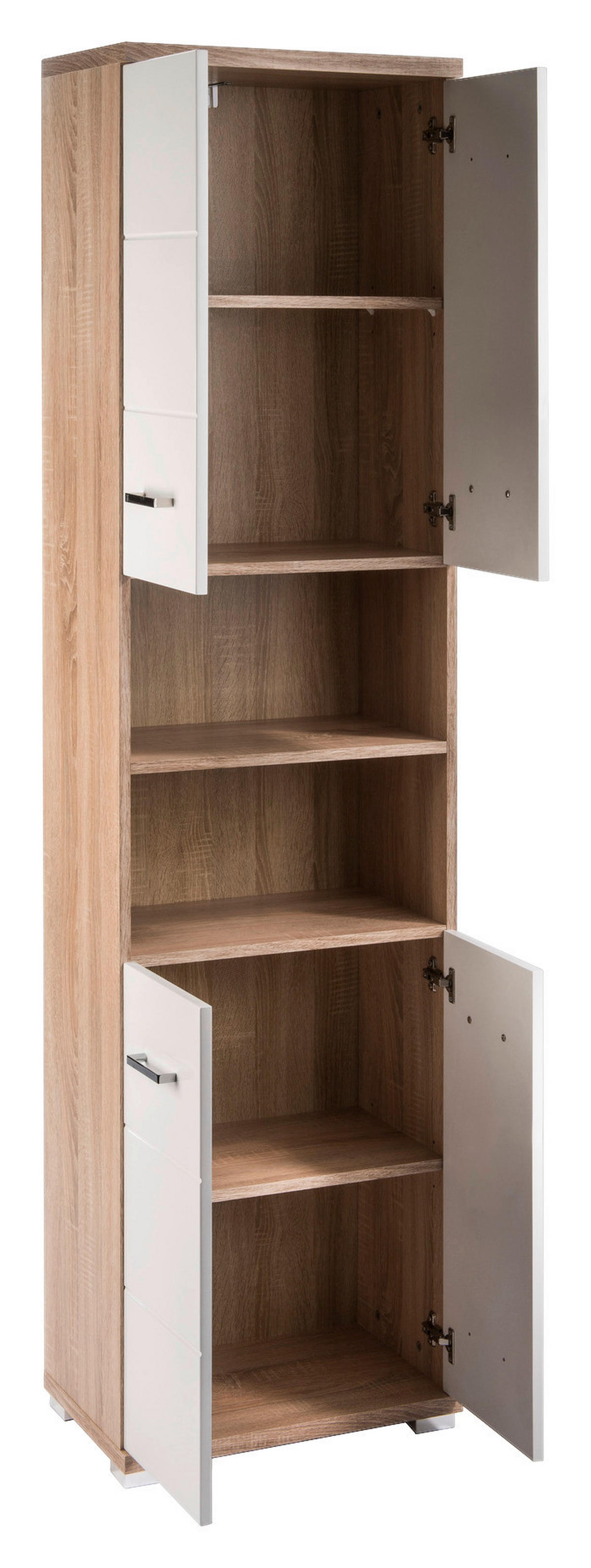 Hochschrank NEBRASKA Eiche Nachbildung weiß Hochglanz B/H/T: ca. 50x192x31,5 cm NEBRASKA - Eiche/weiß (50,00/192,00/31,50cm) - byLIVING