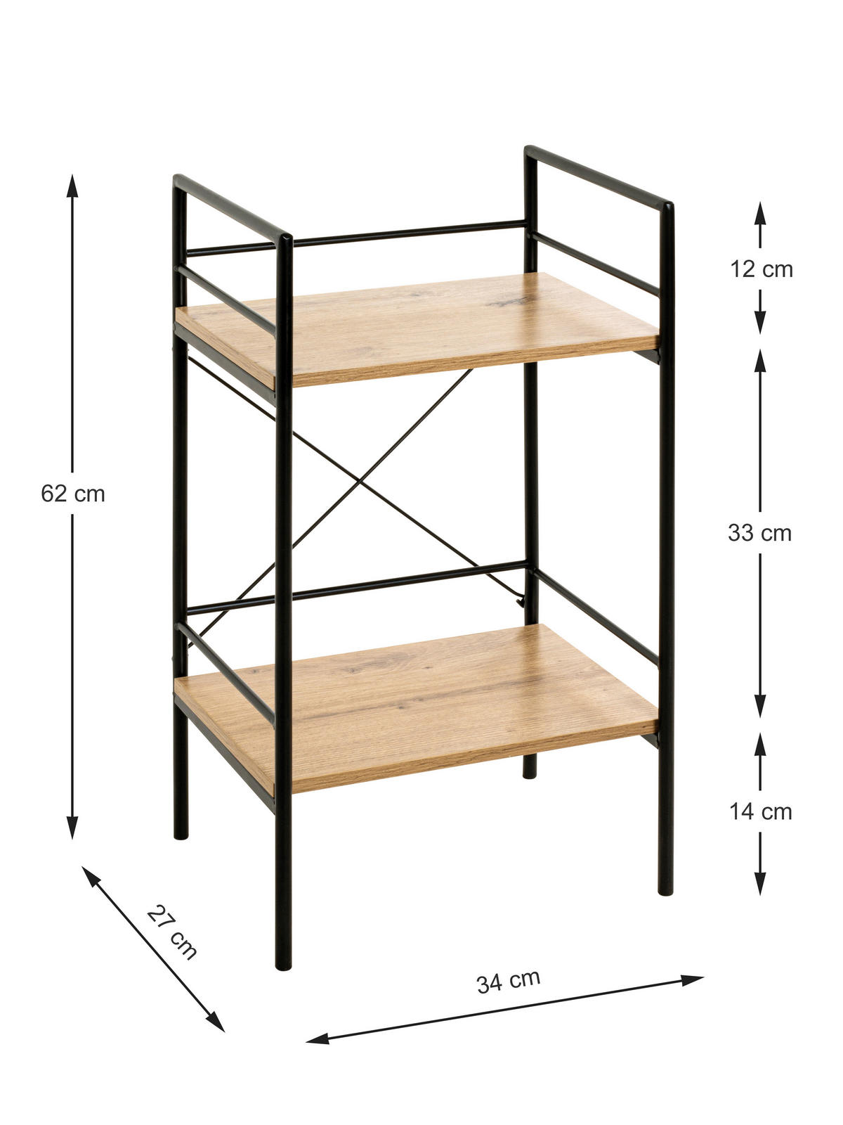 Regal  Eiche Nachbildung schwarz B/H/T: ca. 34x62x27 cm Mosel_1_Regal 21957 - Eiche/schwarz (34,00/62,00/27,00cm)