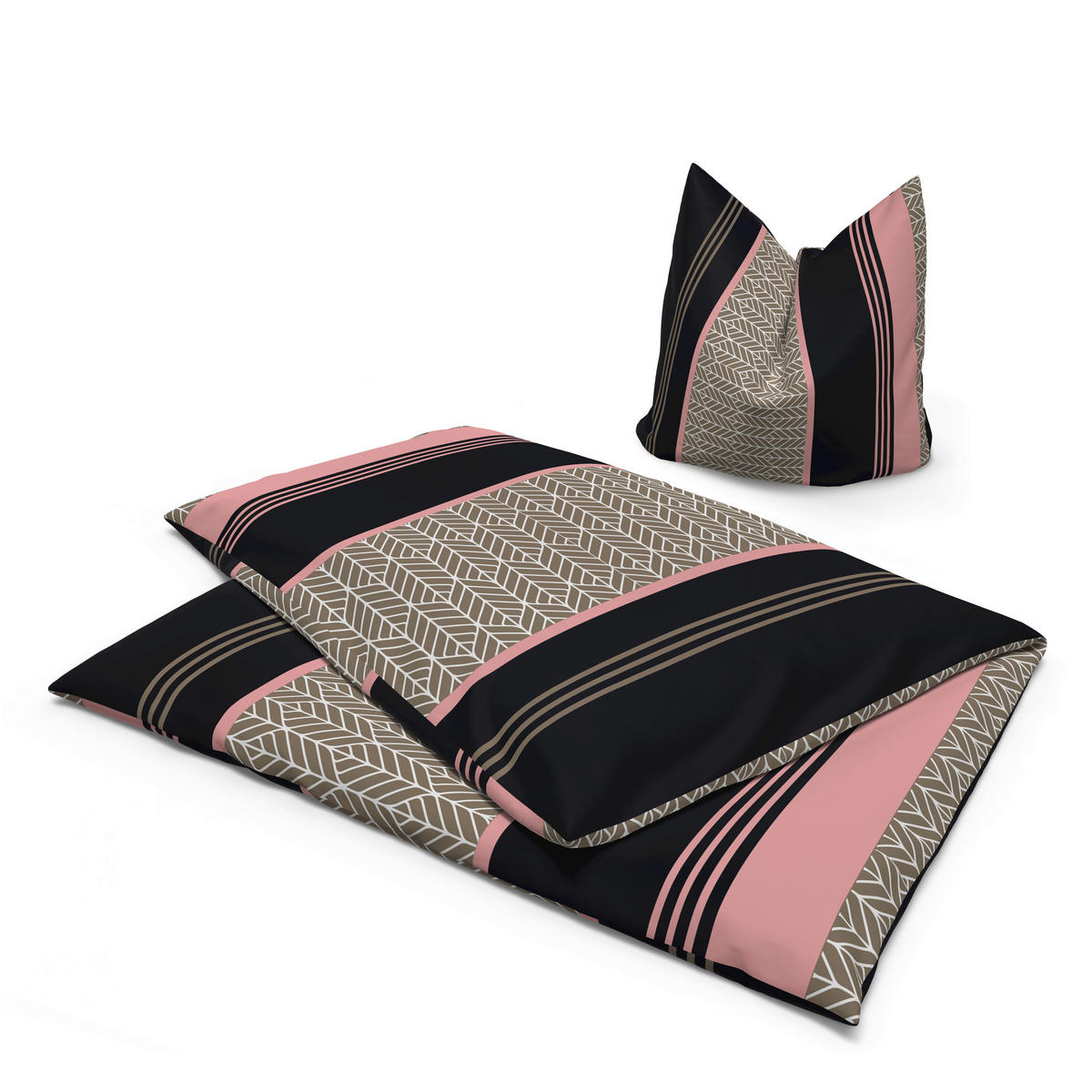 Microfaser Bettwäsche Bettwäsche_Microfaser Zopf - rosé/grau (135,00/200,00cm)