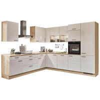 nobilia Winkelküche Flash Magnolie Hochglanz B/T/L: ca. 305x60x275 cm Flash - Eiche/Magnolie (305,00/275,00cm) - nobilia