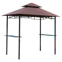 Outsunny Gartenpavillon café braun Stahl B/H/L: ca. 150x255x245 cm Grillpavillon_mit_Doppeldach - café braun/schwarz (245,00/150,00/255,00cm) - Outsunny