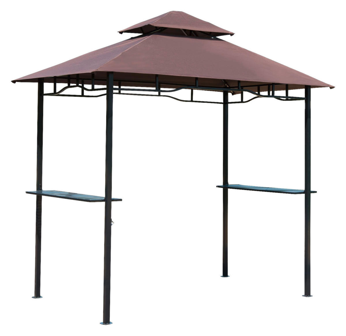 Outsunny Gartenpavillon café braun Stahl B/H/L: ca. 150x255x245 cm Grillpavillon_mit_Doppeldach - café braun/schwarz (245,00/150,00/255,00cm) - Outsunny