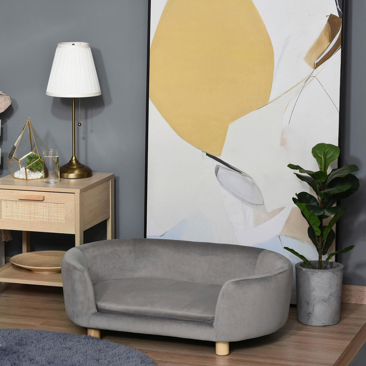 PawHut Haustiersofa hellgrau Birkenholz B/H/L: ca. 55x33x86 cm Haustiersofa - hellgrau (86,00/55,00/33,00cm) - PawHut