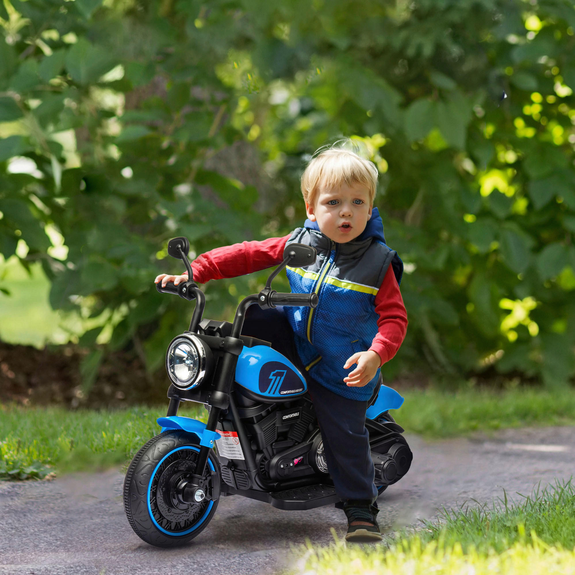HOMCOM Kinder-Elektromotorrad schwarz B/H/L: ca. 42x57x76 cm Kinder-Elektromotorrad - blau/schwarz (76,00/42,00/57,00cm) - HOMCOM