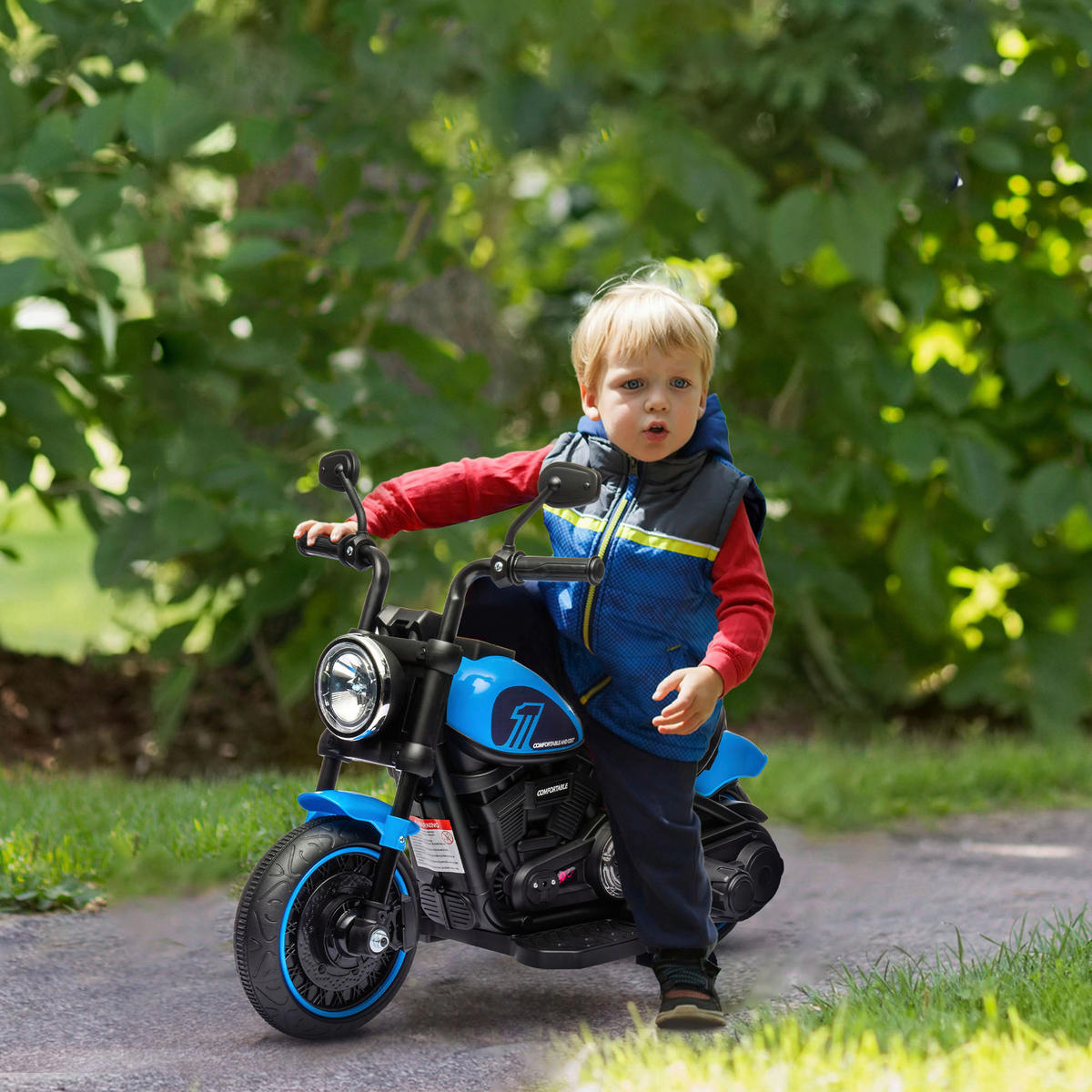 HOMCOM Kinder-Elektromotorrad schwarz B/H/L: ca. 42x57x76 cm Kinder-Elektromotorrad - blau/schwarz (76,00/42,00/57,00cm) - HOMCOM