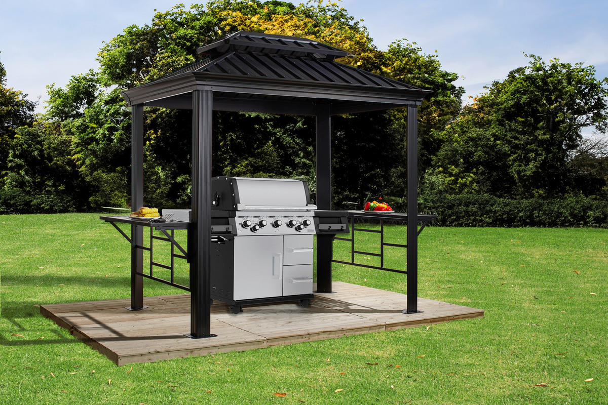 Sojag Pavillon Messina BBQ anthrazit Stahl B/H/L: ca. 292x262x179 cm Messina BBQ - anthrazit (179,00/292,00/262,00cm) - Sojag