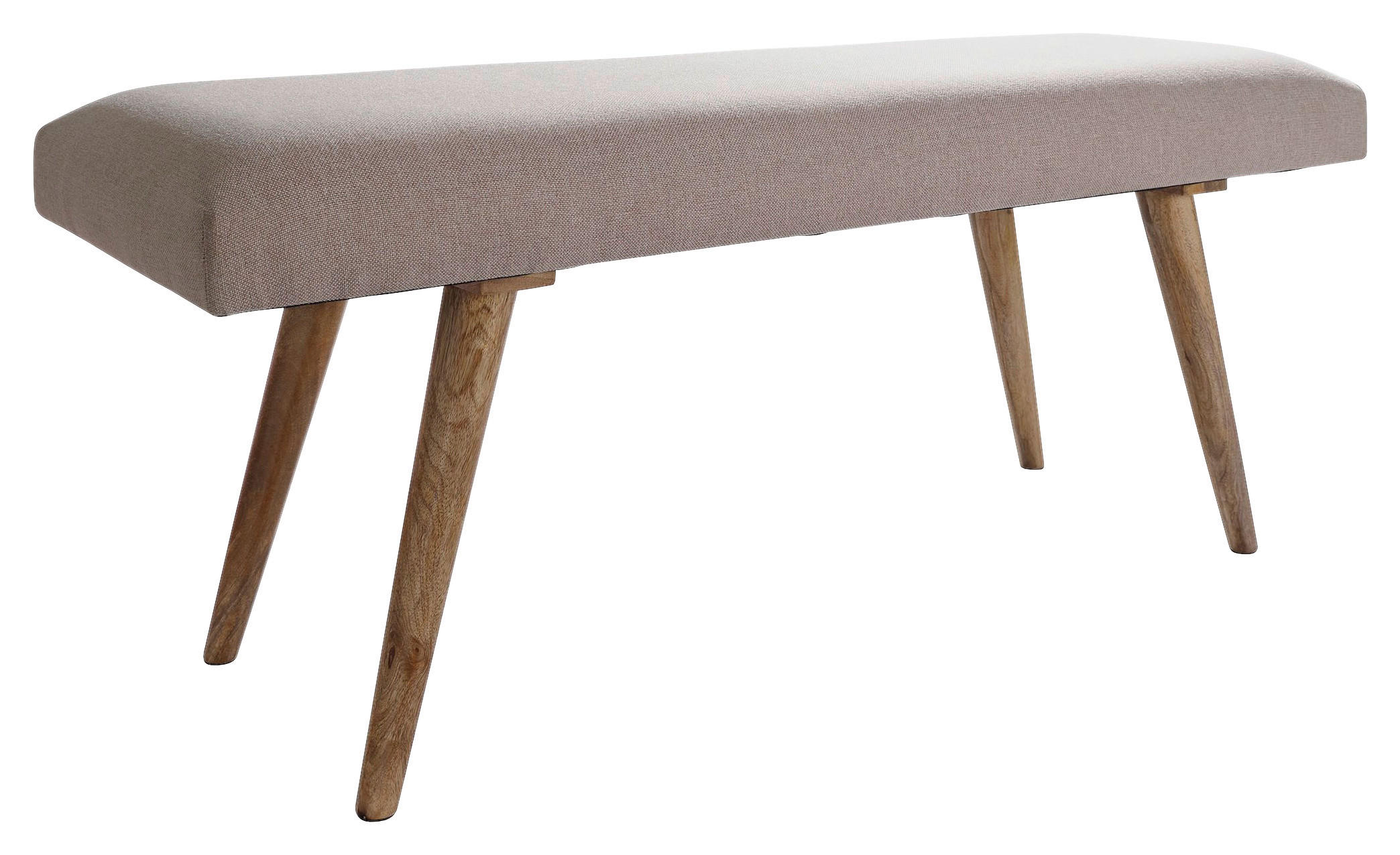 Wohnling Sitzbank beige natur Stoff Echtholz B/H/T: ca. 117x51x38 cm Sitzbank - beige/natur (117,00/51,00/38,00cm) - Wohnling