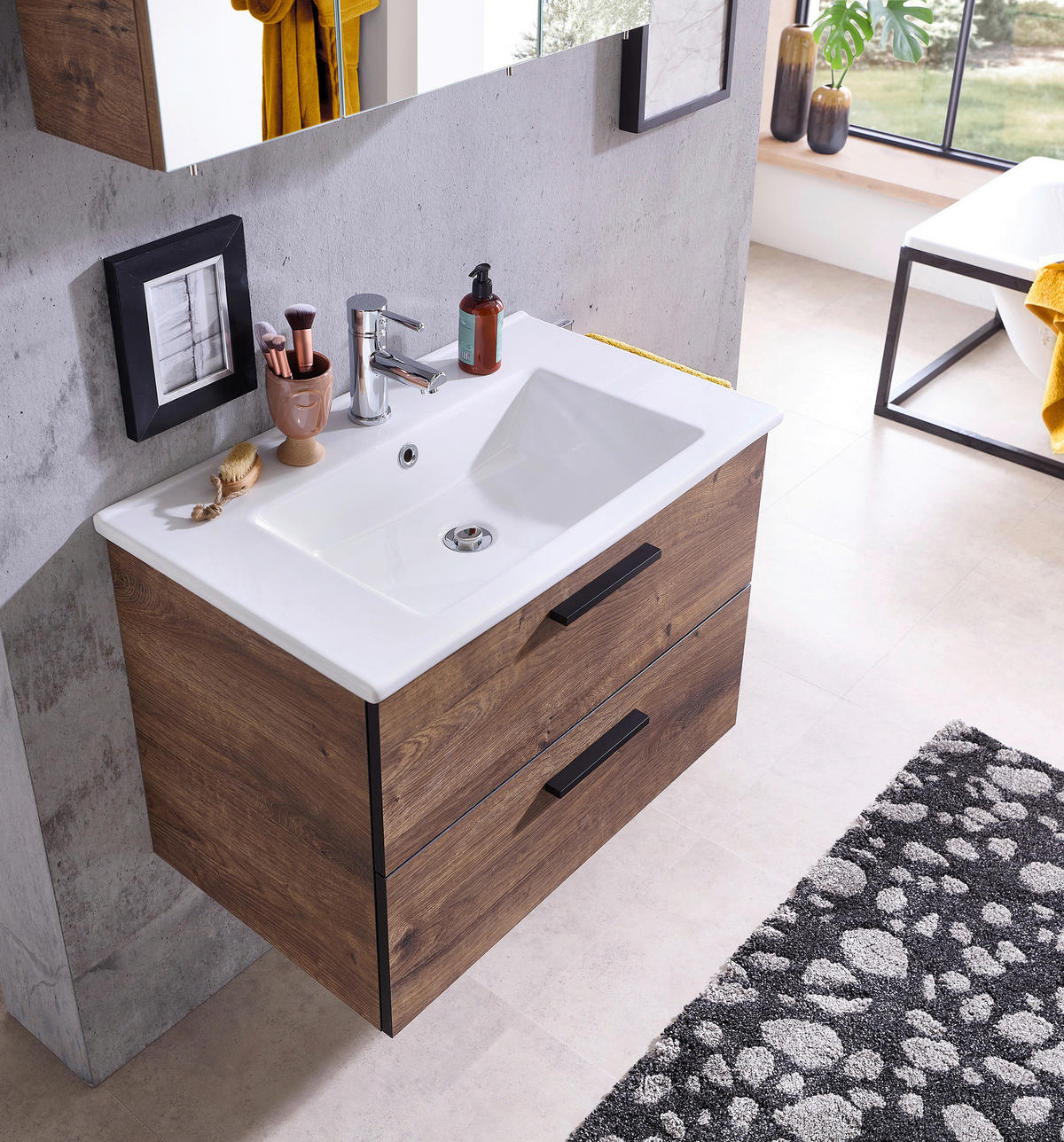 Badezimmer-Set Quickset 374 Eiche Ribeck Nachbildung B/H/T: ca. 75x200x45 cm Quickset 374 - Eiche (75,00/200,00/45,00cm) - Pelipal