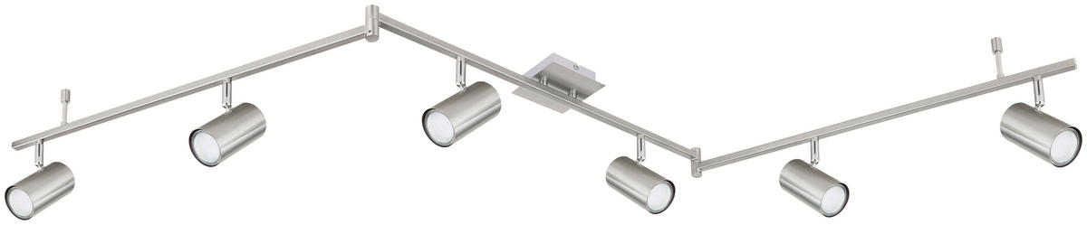 GLOBO Strahler 57910-6 Robby nickel Metall B/H/L: ca. 10x18,5x180 cm GU10 6 Brennstellen Robby - nickel (180,00/10,00/18,50cm) - GLOBO