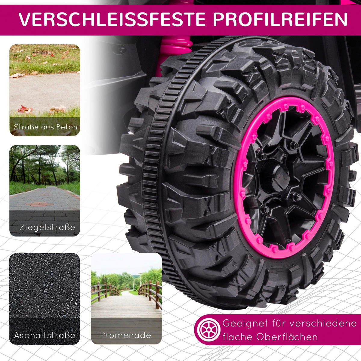HOMCOM Elektro-Quad schwarz B/H/L: ca. 53x55,5x83 cm Elektro-Quad - schwarz/rosa (83,00/53,00/55,50cm) - HOMCOM