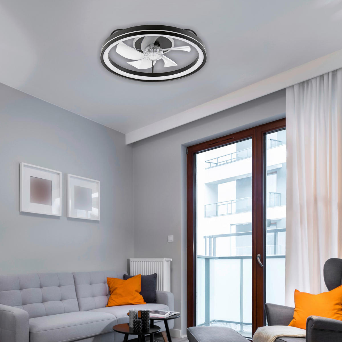 Lamkur LED-Deckenventilator FALCO 49892 schwarz H/L: ca. 17x50 cm max. 40 W Falco - schwarz (50,00cm) - Lamkur