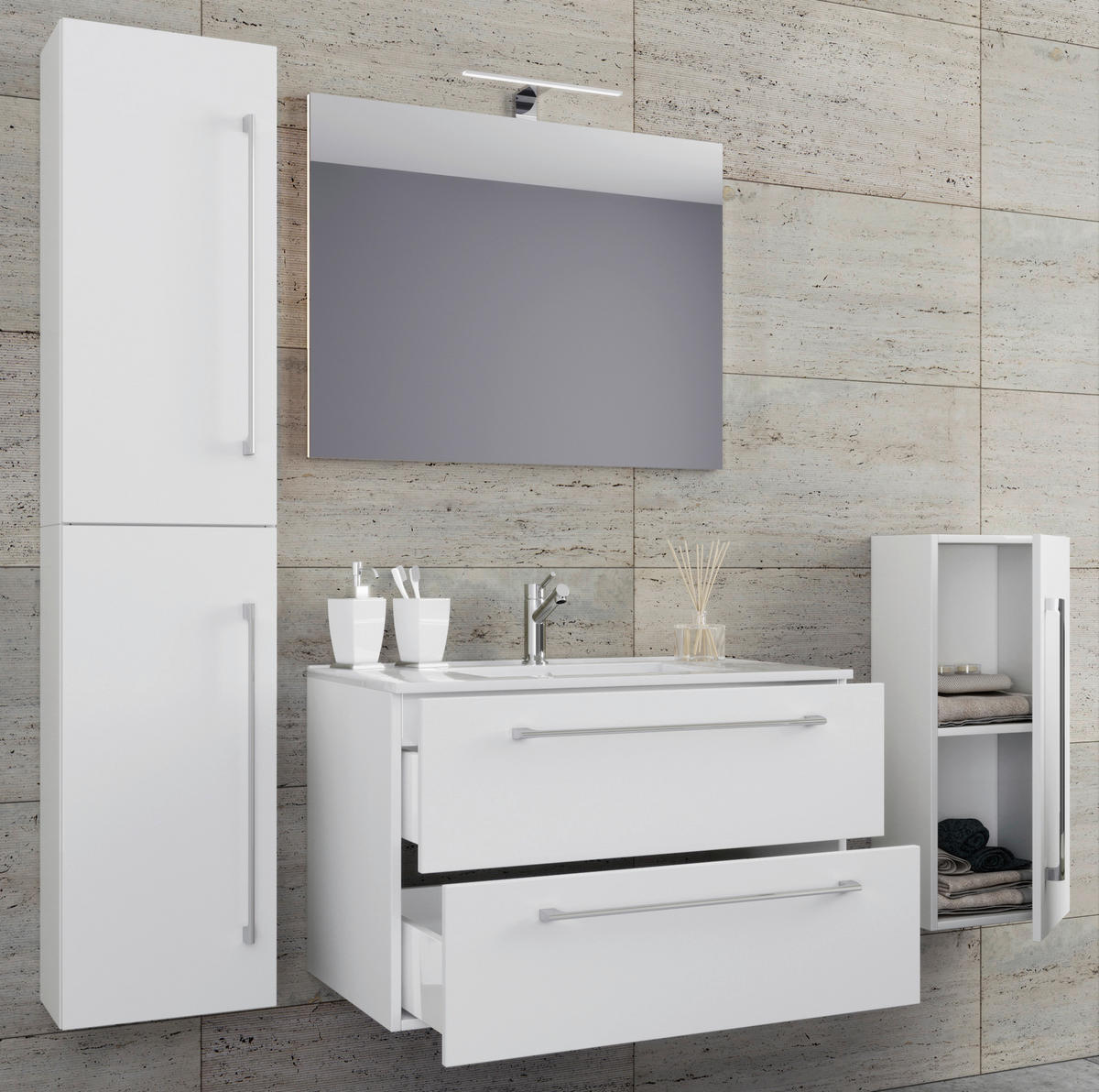 Waschplatz 5tlg-Badinos weiß B/H/T: ca. 60x50x46 cm 5tlg-Badinos - weiß (60,00/50,00/46,00cm) - VCM Möbel