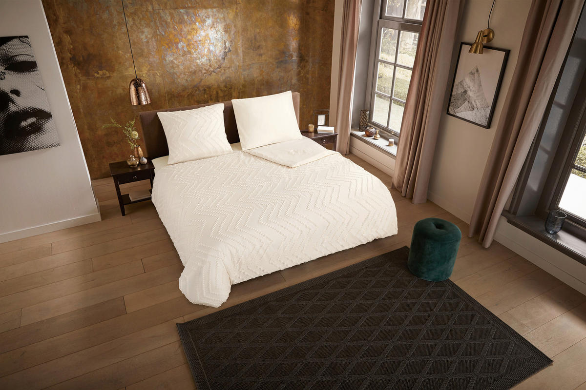 Bettwäsche Zigzag offwhite Polyester B/L: ca. 155x220 cm Zigzag - offwhite (155,00/220,00cm) - Pure