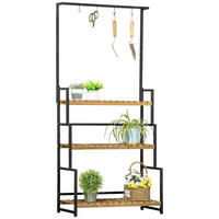 Outsunny Blumenständer natur Holz B/H/L: ca. 36x174x80 cm Blumenständer - natur/schwarz (80,00/36,00/174,00cm) - Outsunny