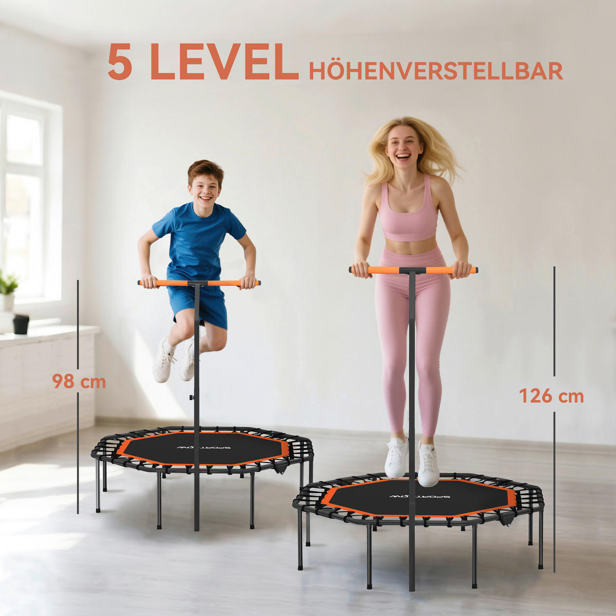 SPORTNOW Fitness Trampolin orange B/H/L: ca. 120x126x128 cm Fitness_Trampolin - orange/schwarz (128,00/120,00/126,00cm) - SPORTNOW