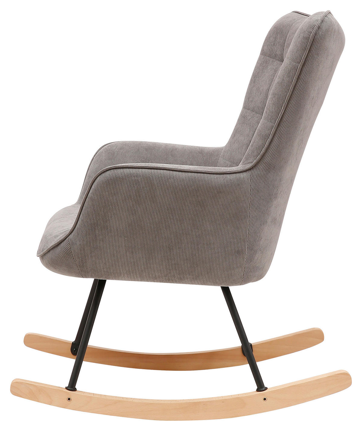 byLIVING Schaukelstuhl RICHIE grau schwarz natur Stoff Metall Buche B/H/T: ca. 72x92x92 cm RICHIE - natur/schwarz (72,00/92,00/92,00cm) - byLIVING