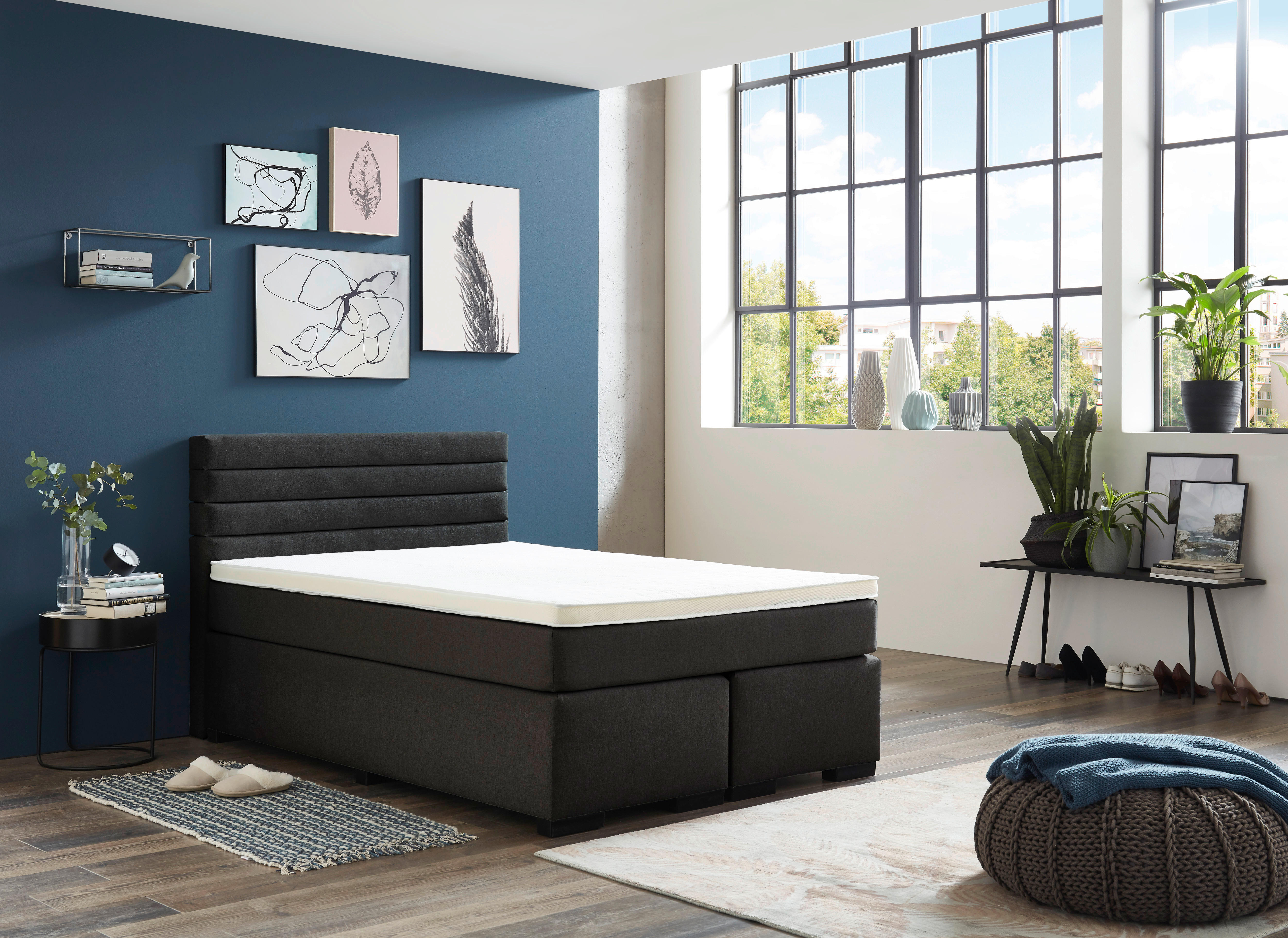 Thumbnail - Boxspringbett Kokomo anthrazit Liegefläche B/L: ca. 140x200 cm