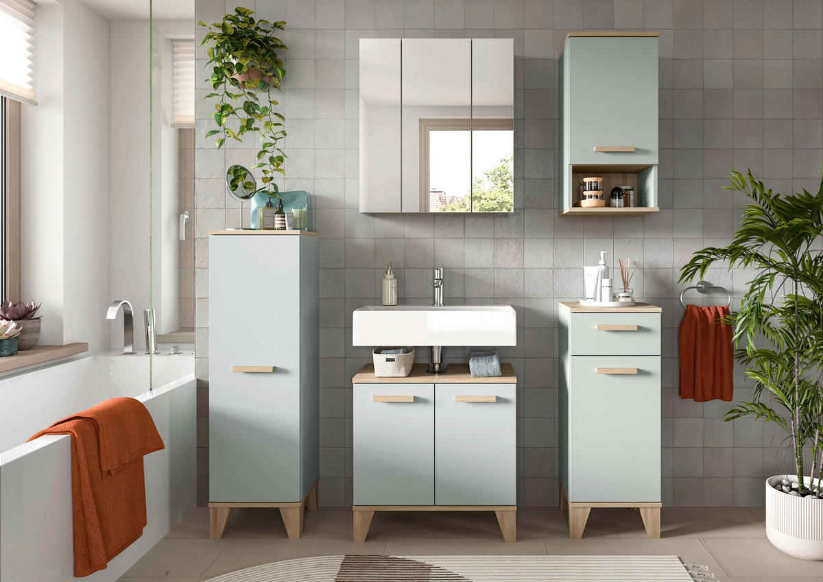 Badezimmer-Set STAR hellgrün Eiche hell Nachbildung B/H/T: ca. 158x190x34 cm STAR - hellgrün (158,00/190,00/34,00cm) - xonox.home