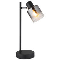 GLOBO Tischleuchte JACK 50400108 klar schwarz Rauch Glas Metall B/H/L: ca. 13,5x35x12 cm E14 1 Brennstellen JACK - klar/schwarz (12,00/13,50/35,00cm) - GLOBO