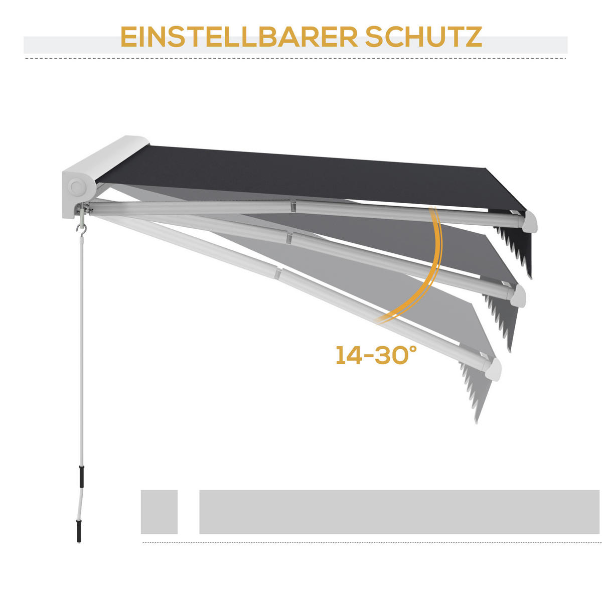 Outsunny Markise grau B/H/L: ca. 250x200x150 cm Markise - grau (150,00/250,00/200,00cm) - Outsunny