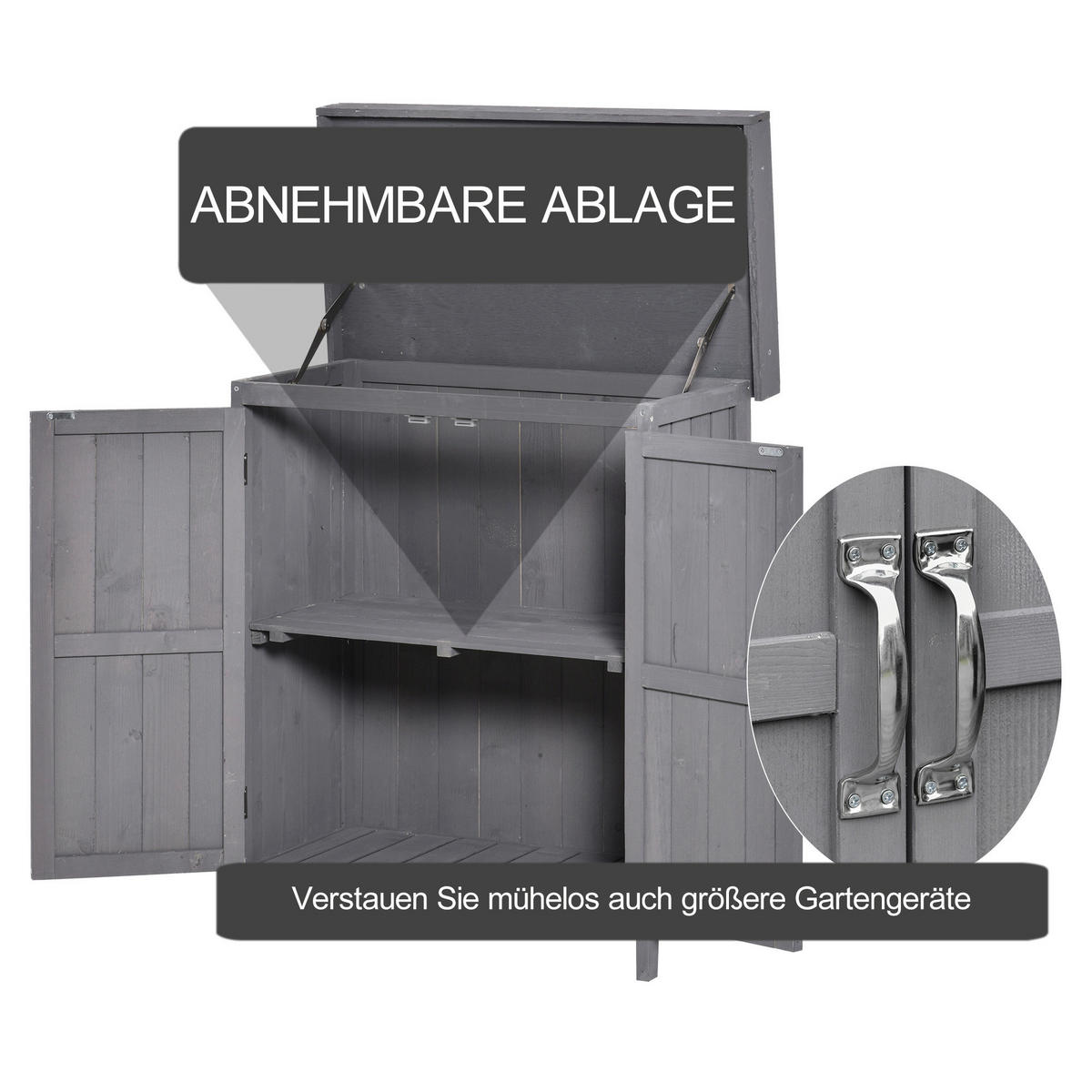 Outsunny Gartenschrank Gartenschrank - grau (74,00/43,00/88,00cm) - Outsunny