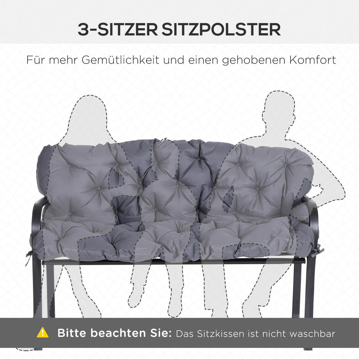 Outsunny Bankauflage dunkelgrau Baumwolle B/H/L: ca. 150x8x98 cm Bankauflage - dunkelgrau (98,00/150,00/8,00cm) - Outsunny