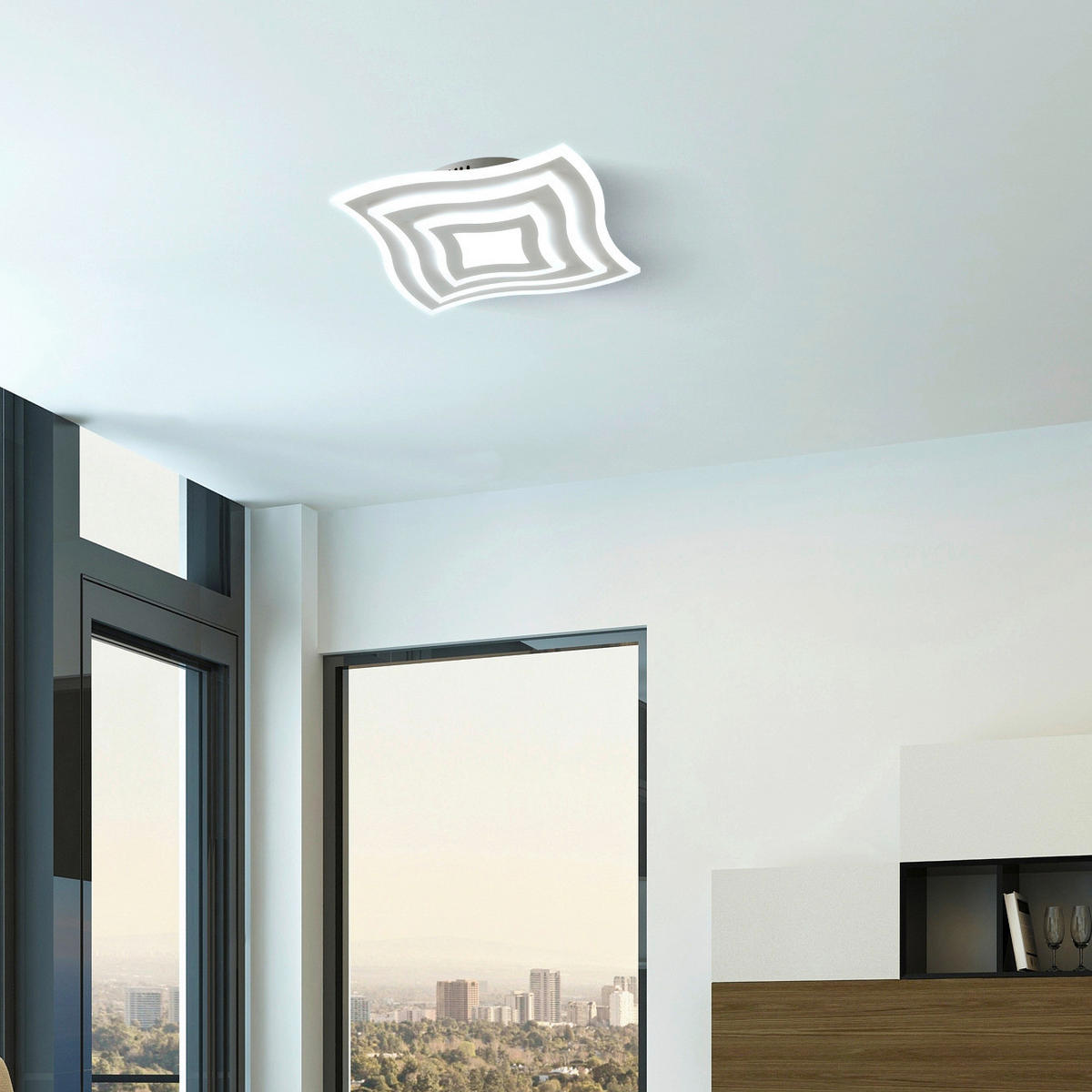 Fischer & Honsel LED-Deckenleuchte 20486 weiß Metall B/H/T: ca. 43x6x43 cm 1 Brennstellen Gorden - weiß (43,00/6,00/43,00cm) - Fischer & Honsel