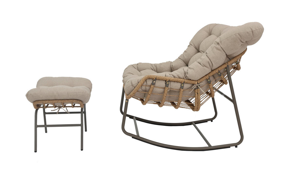 POCOline Gartenstuhl braun Stahl Schaukelstuhl_mit_Hocker - braun/beige - POCOline