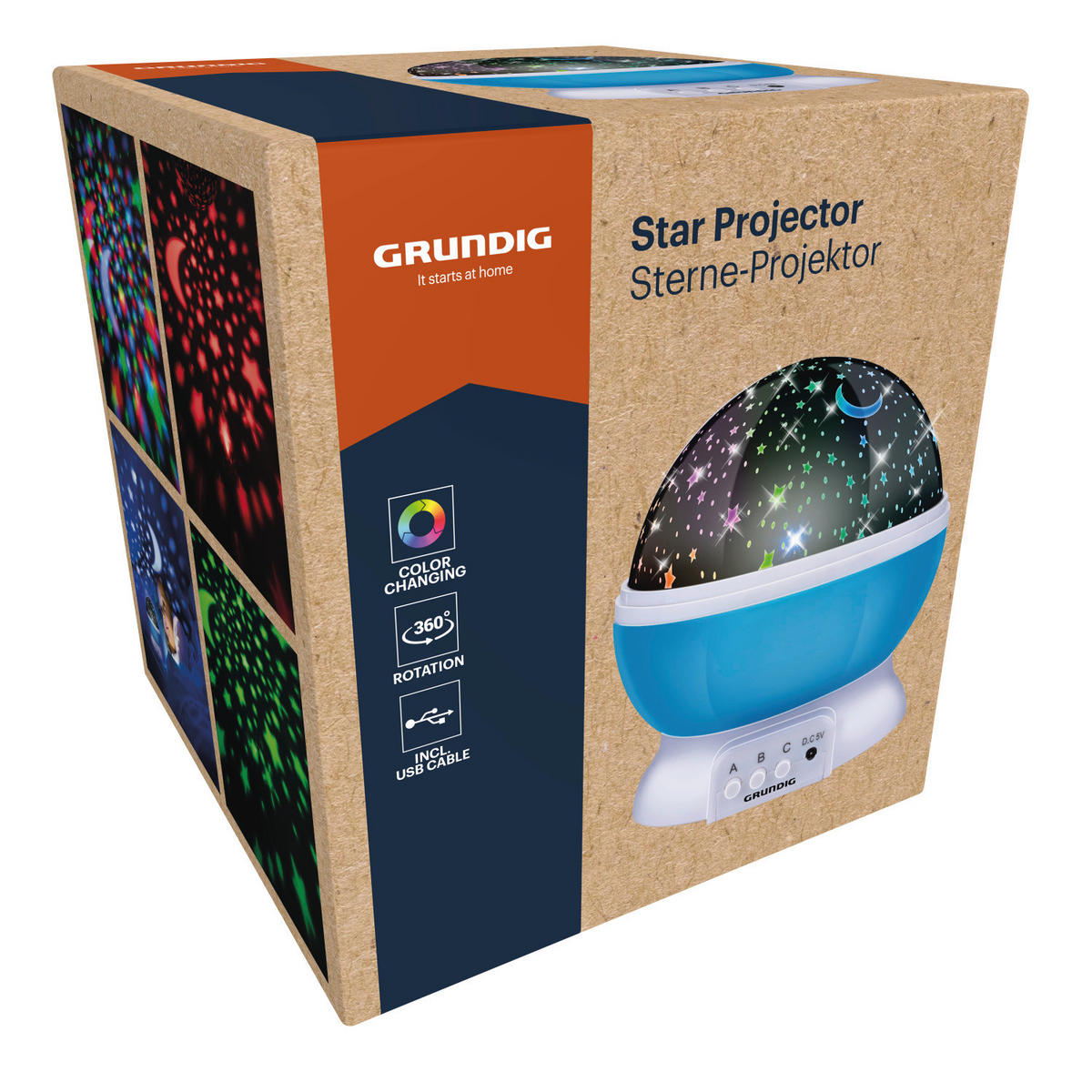 Sternenprojektor blau pink Kunststoff B/H/D: ca. 12x12x13,5 cm Nachtlicht_Grundig - blau/pink (13,50/12,00cm)