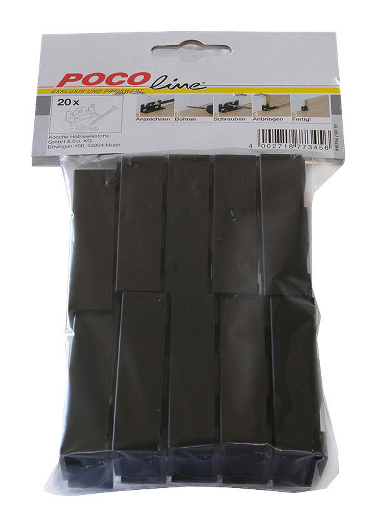 Sockelleisten-Clips schwarz L/B/H: ca. 2,34x1,61x6,06 cm Sockelleisten-Clips 20Stk. - schwarz (2,34/1,61/6,06cm)