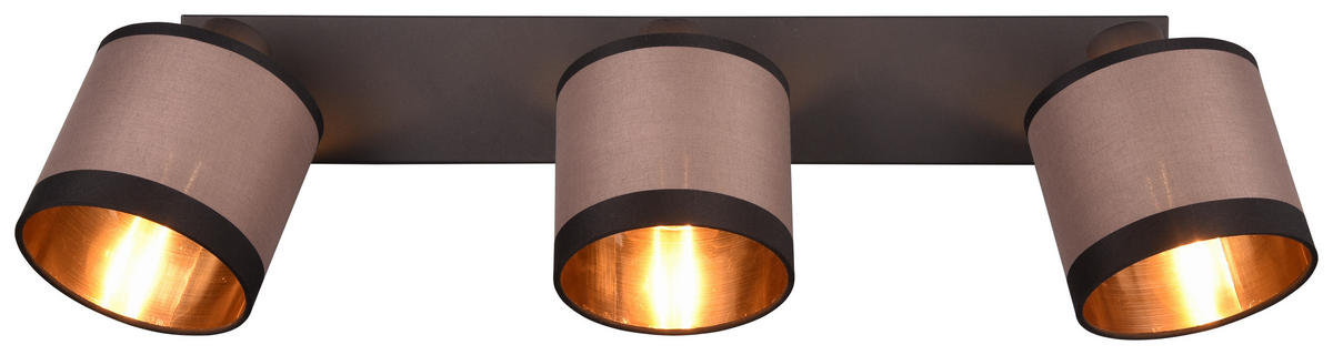 Reality Spotbalken R81553041 Davos taupe schwarz Metall Stoff B/H/T/D: ca. 60x21x16x12 cm E14 3 Brennstellen Davos - schwarz/taupe (60,00/21,00/16,00cm) - Reality