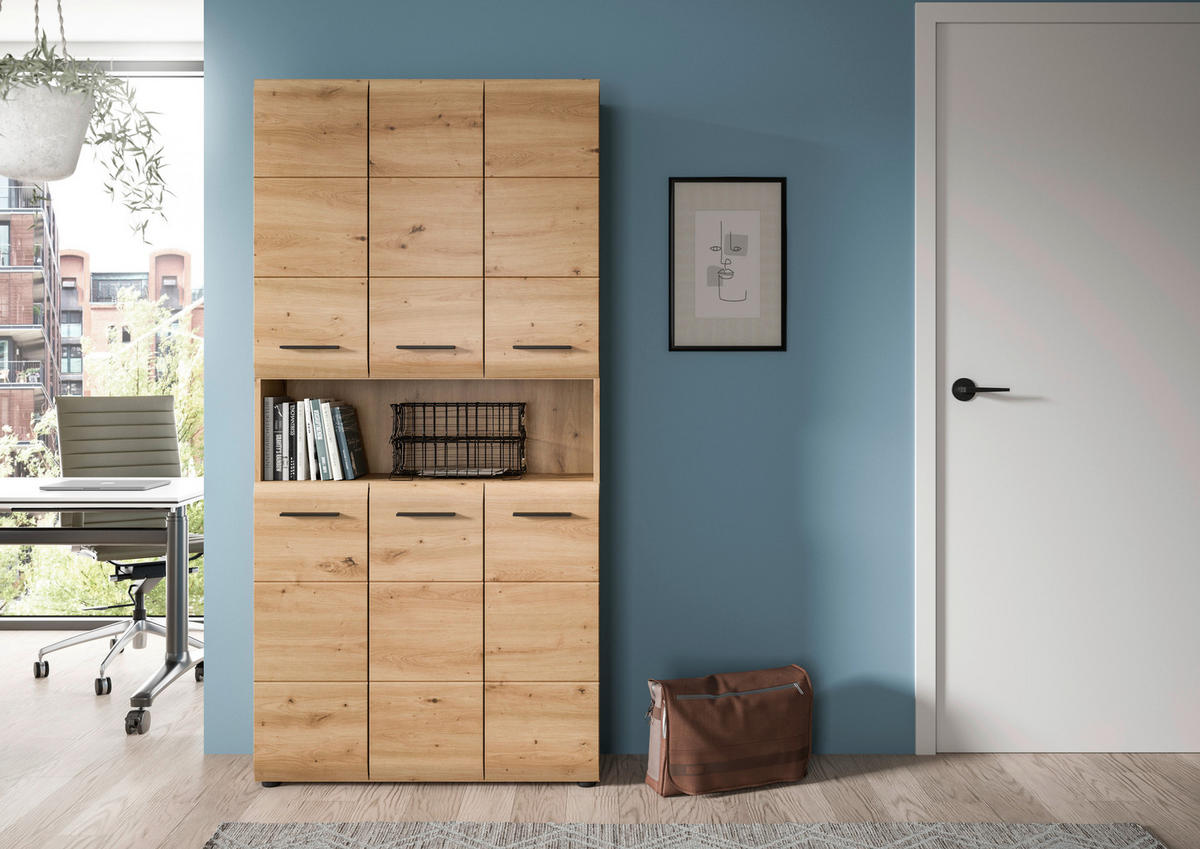 Mehrzweckschrank Ice Artisan Oak Nachbildung B/H/T: ca. 90x185x30 cm Ice - (90,00/185,00/30,00cm) - xonox.home
