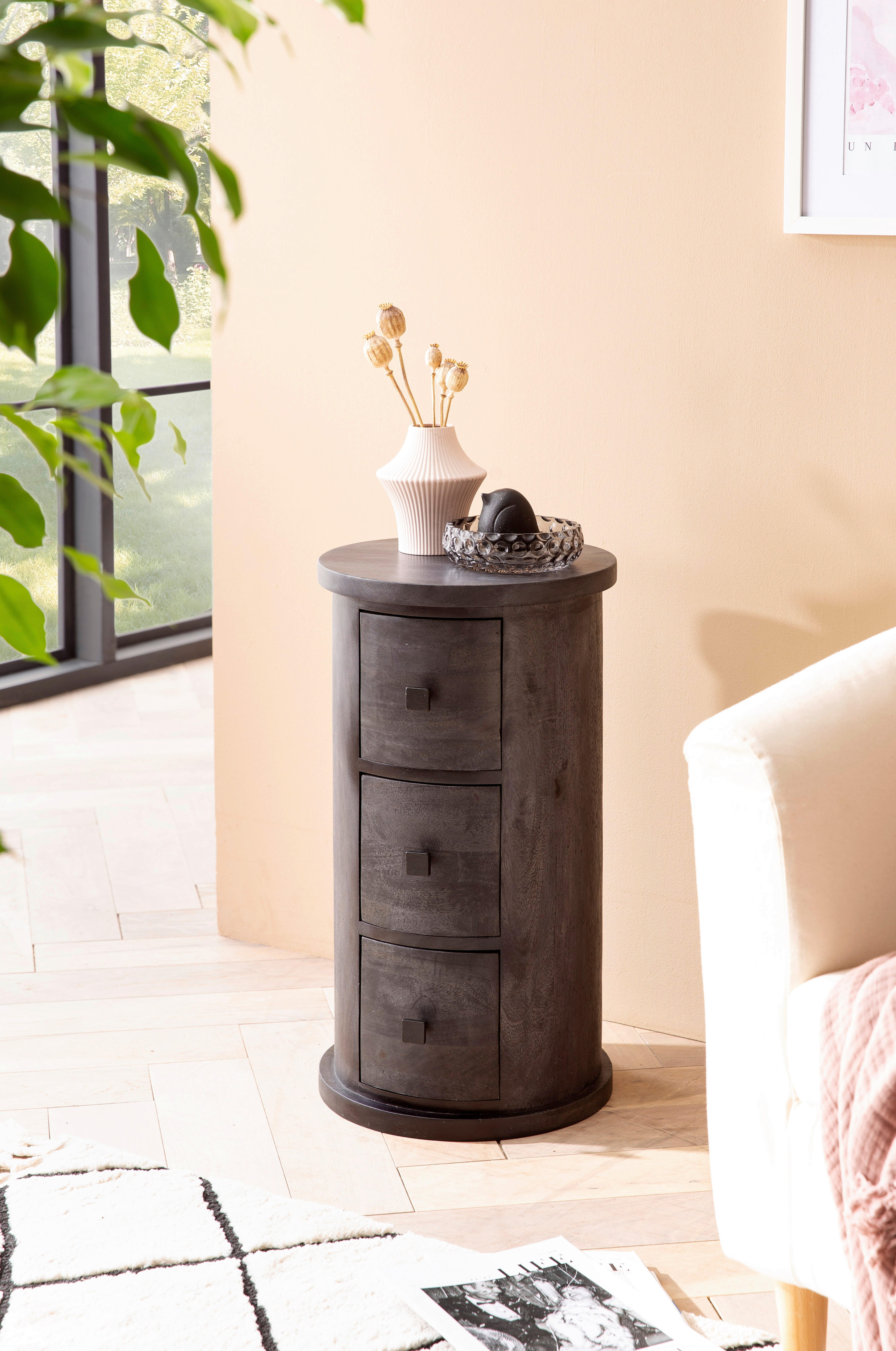 Sideboard schwarz B/H/T: ca. 34x65x34 cm Sideboard - schwarz (34,00/65,00/34,00cm) - Wohnling