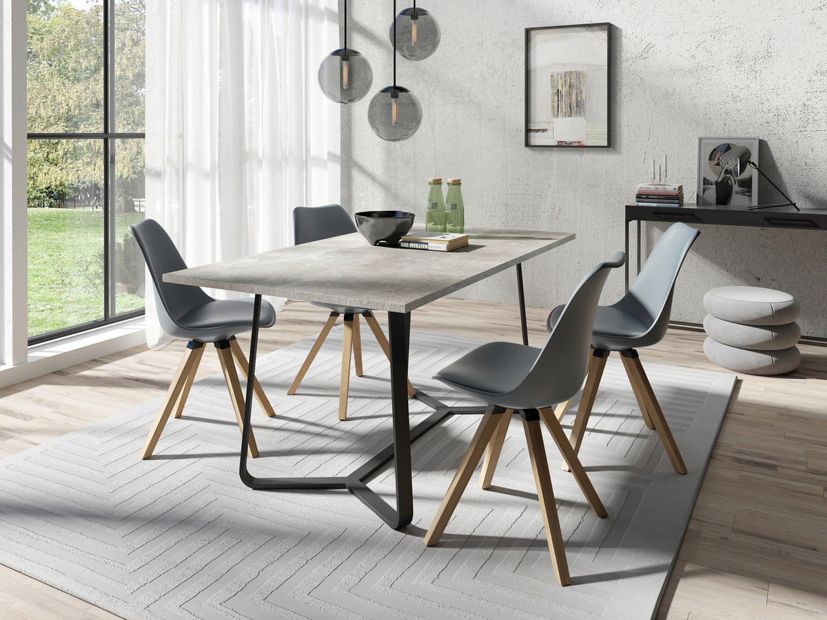 Tisch TALEA Beton Optik schwarz pulverbeschichtet B/H/T: ca. 140x76x90 cm TALEA - Beton/schwarz (140,00/76,00/90,00cm) - byLIVING