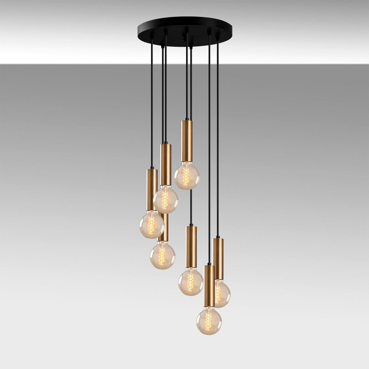 Opviq Pendelleuchte Tempo bronze Metall B/H/T/L/D: ca. 40x136x40x40x40 cm E27 7 Brennstellen Tempo - bronze (40,00/40,00/136,00cm) - Opviq