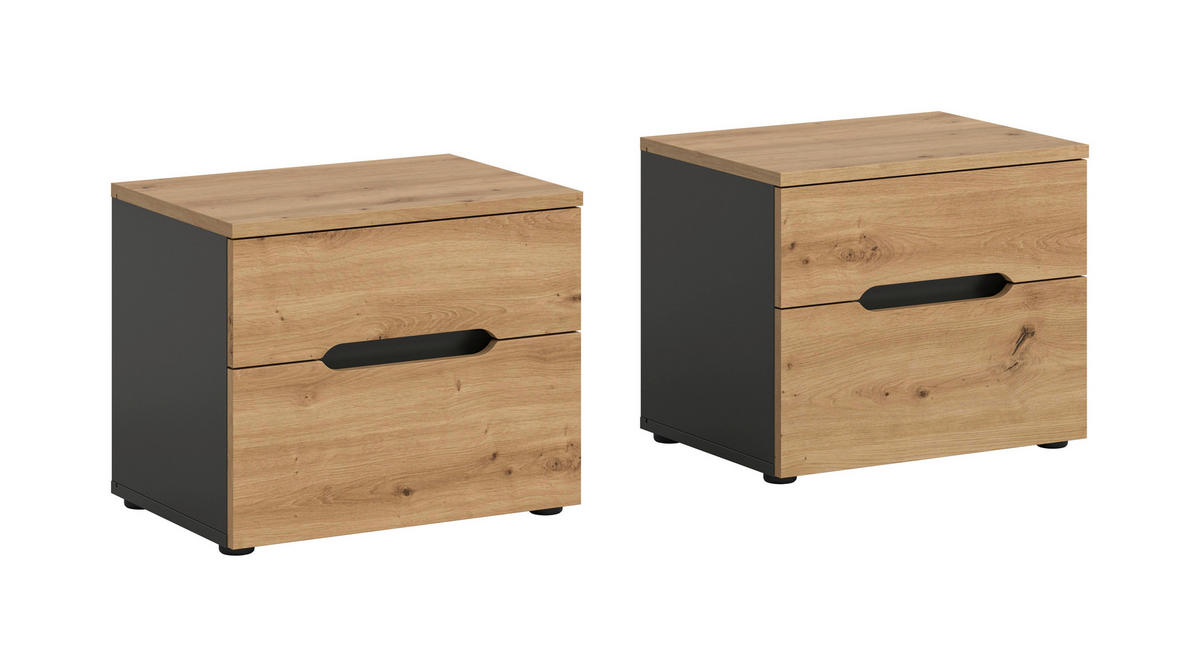 Nachtkonsolen CANU, 2er-Set basaltgrau Artisan Nachbildung B/H/T: ca. 50x42x37 cm CANU, 2er-Set - basaltgrau (50,00/42,00/37,00cm) - xonox.home