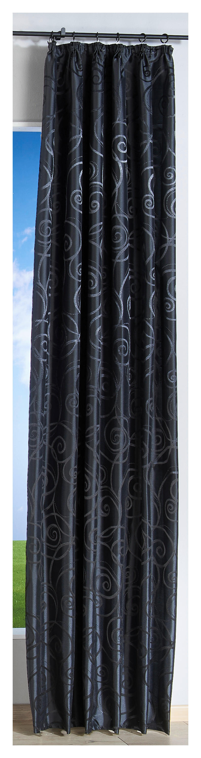 Thumbnail - silver edition Dekovorhang Triest schwarz B/H: ca. 140x245 cm