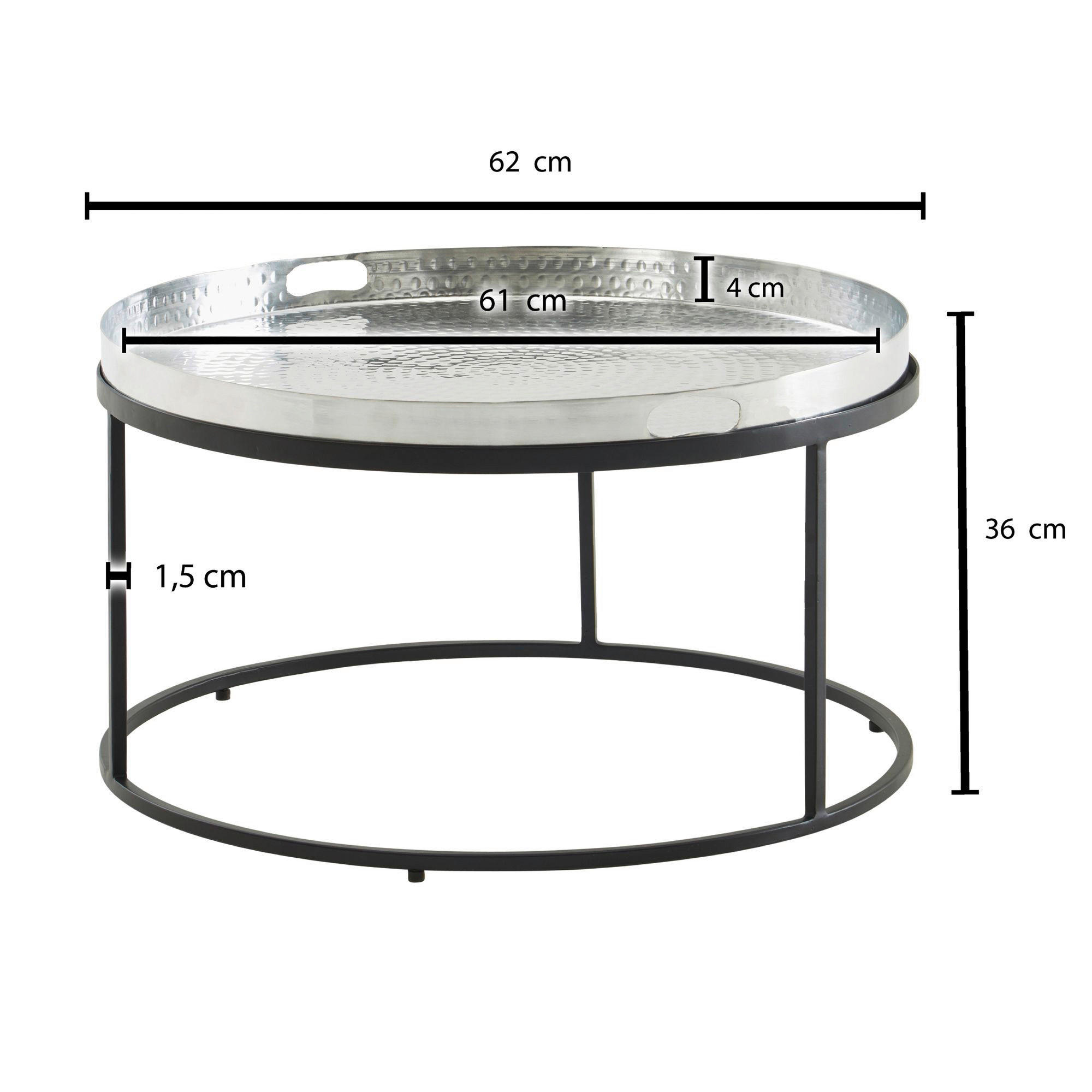 Couchtisch silber B/H/T: ca. 62x36x62 cm Couchtisch - silber (62,00/36,00/62,00cm) - Wohnling
