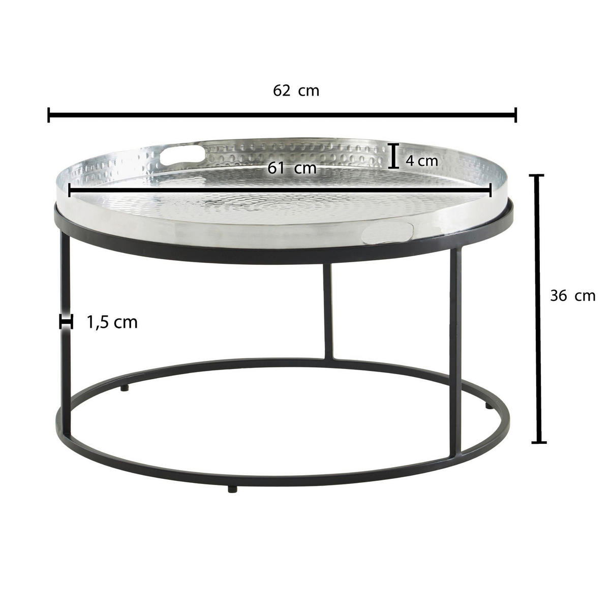 Couchtisch silber B/H/T: ca. 62x36x62 cm Couchtisch - silber (62,00/36,00/62,00cm) - Wohnling