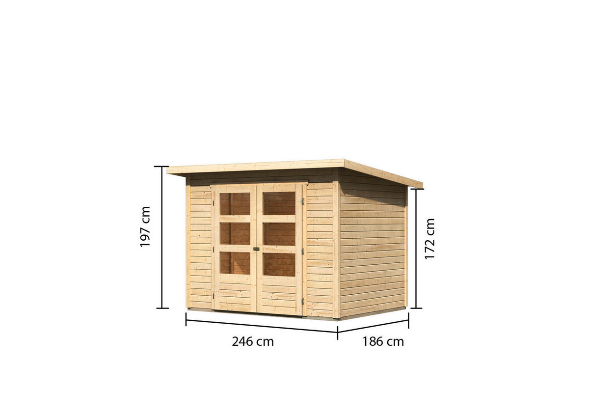 Karibu Gartenhaus Joschka 3 natur B/H/L: ca. 186x167x246 cm Joschka 3 - natur (246,00/186,00/167,00cm) - Karibu