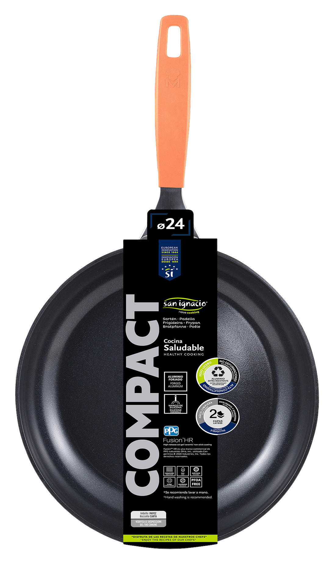 SAN IGNACIO Pfanne Compact silber Aluminium D: ca. 24 cm Compact - schwarz/silber (24,00cm) - SAN IGNACIO