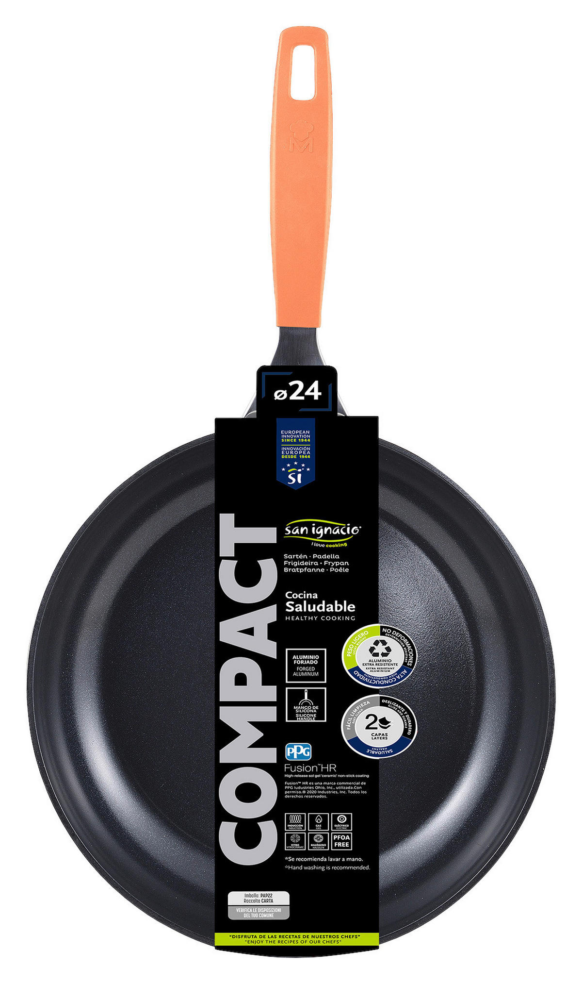 SAN IGNACIO Pfanne Compact silber Aluminium D: ca. 24 cm Compact - schwarz/silber (24,00cm) - SAN IGNACIO