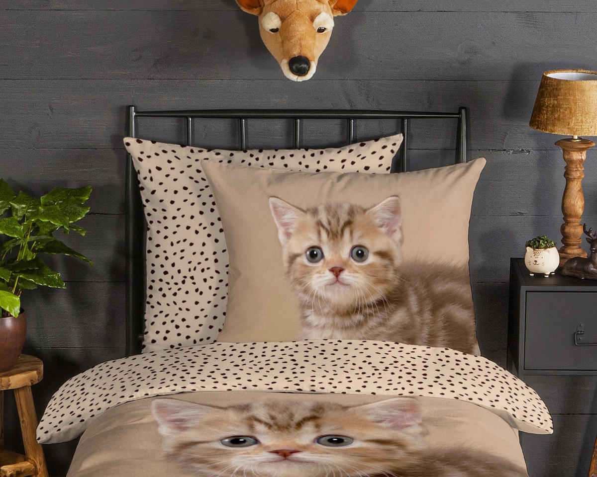 Bettwäsche Kitty sand Baumwolle B/L: ca. 135x200 cm Kitty - sand (135,00/200,00cm) - Good Morning