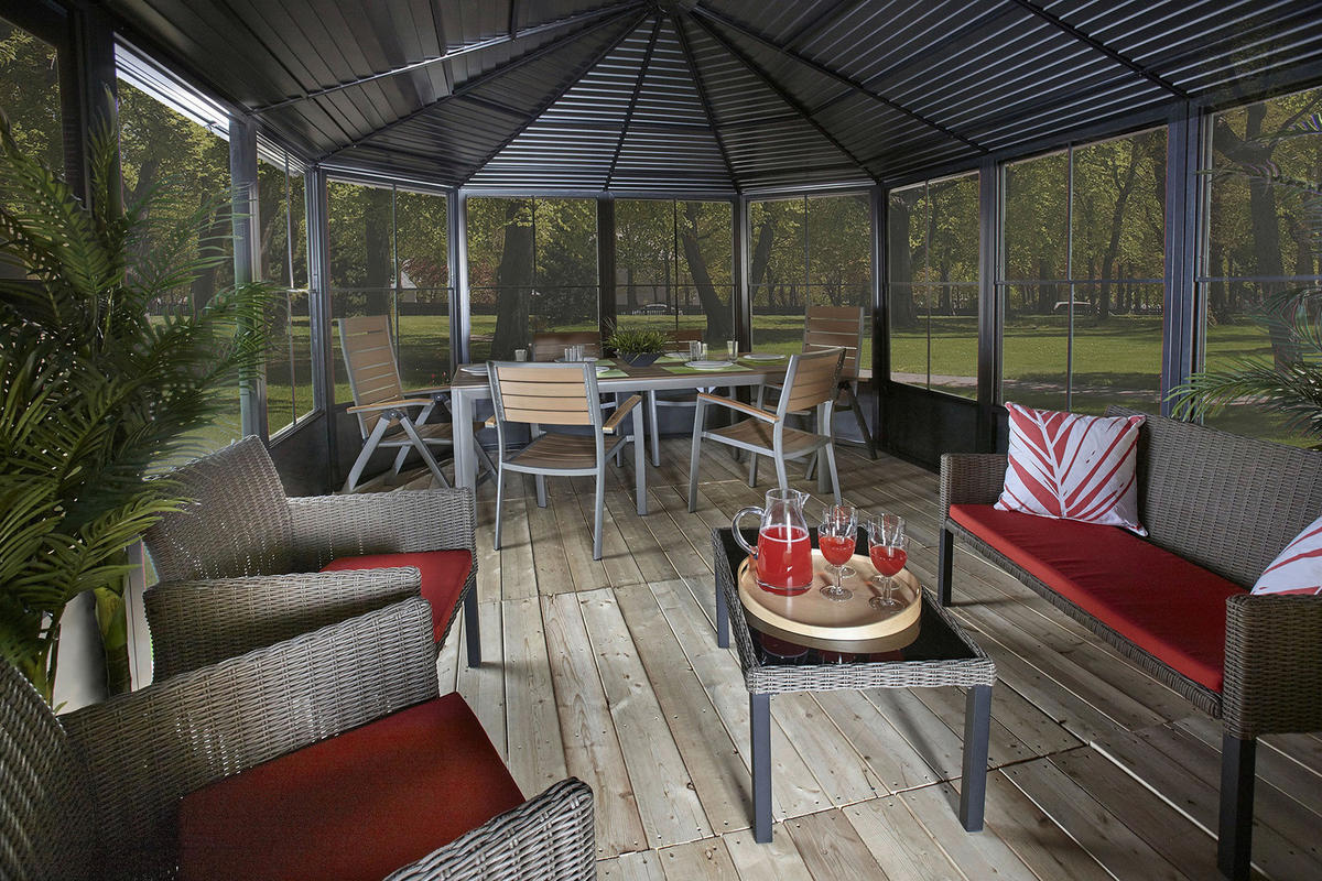 Sojag Kaltwintergarten Charleston anthrazit Aluminium B/H/T: ca. 594x281x384 cm Charleston - anthrazit (594,00/281,00/384,00cm) - Sojag