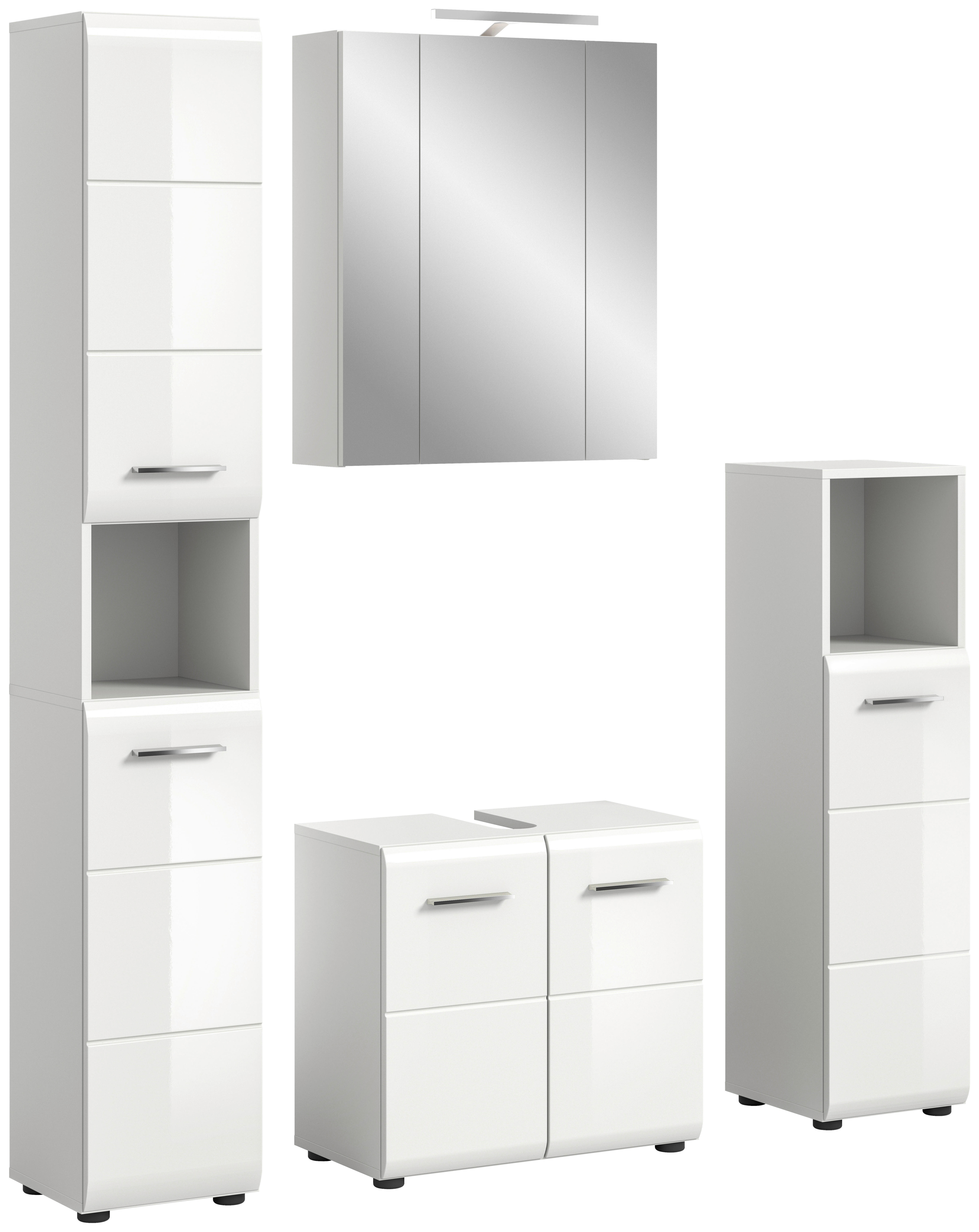 Badezimmer-Set Ice weiß weiß Hochglanz B/H/T: ca. 150x185x30 cm Ice - weiß (150,00/185,00/30,00cm) - xonox.home
